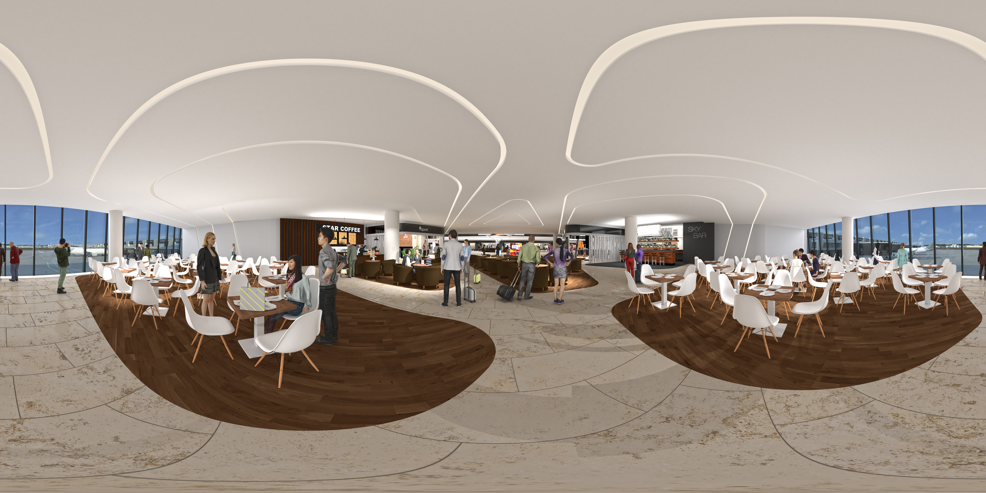 das Restaurant mit blick auf die Landebahn